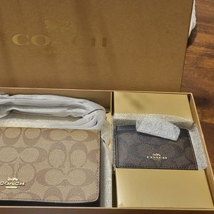 Coach Boxed Anna Foldover Clutch Crossbody And Card Case Set